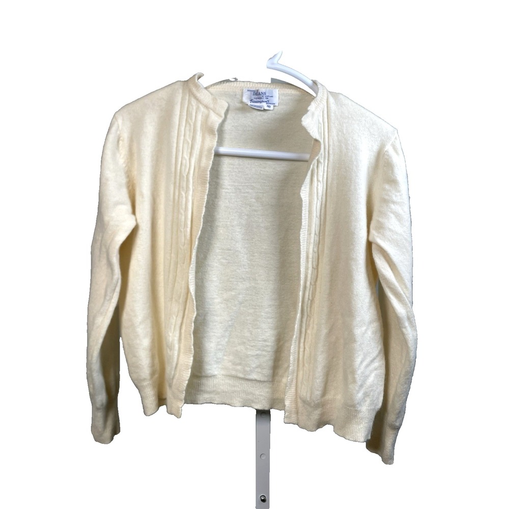 Deans of Scotland Triminghams Bermuda Lambswool Angora Wool Cardigan Sweater Med